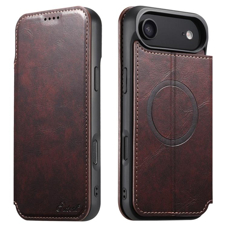 Suteni J05 Leather Magnetic MagSafe Phone Case, For iPhone 17 AIr, For iPhone 16 Pro Max, For iPhone 16 Pro, For iPhone 16 Plus, For iPhone 16, For iPhone 15 Pro Max