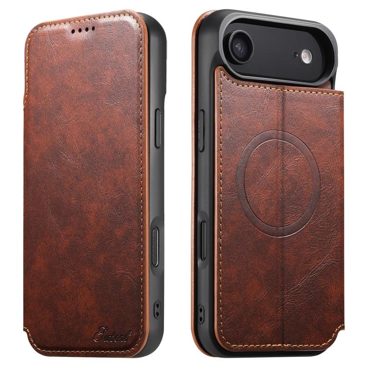 Suteni J05 Leather Magnetic MagSafe Phone Case, For iPhone 17 AIr, For iPhone 16 Pro Max, For iPhone 16 Pro, For iPhone 16 Plus, For iPhone 16, For iPhone 15 Pro Max