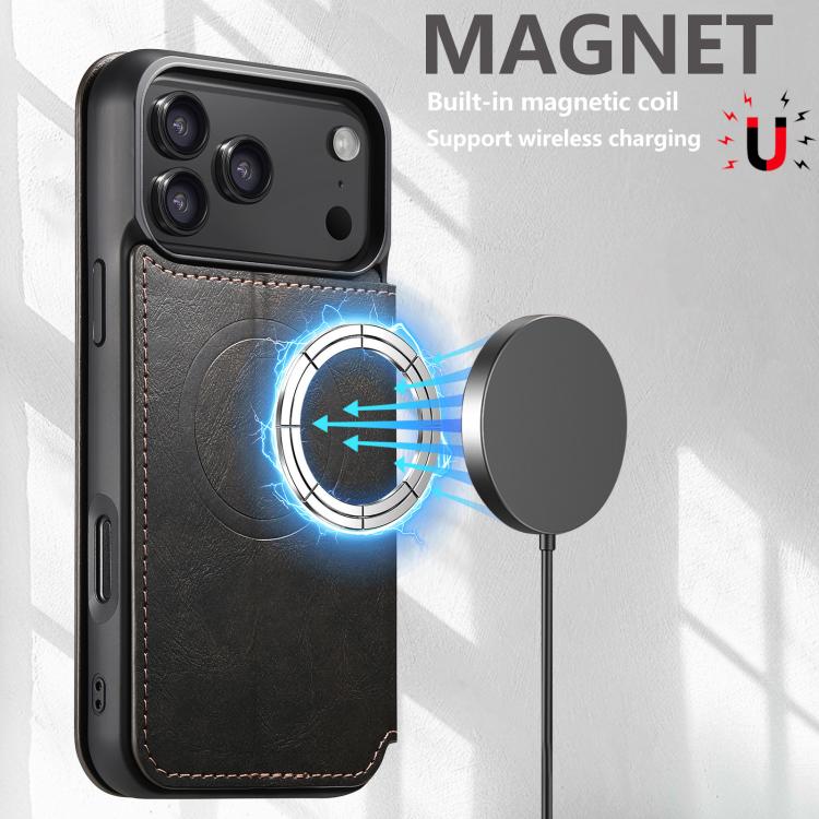 Suteni J05 Leather Magnetic MagSafe Phone Case, For iPhone 18, For iPhone 18 Pro, For iPhone 18 Pro Max, For iPhone 17 Pro Max, For iPhone 17 Pro, For iPhone 17