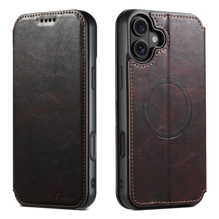Suteni J05 Leather Magnetic MagSafe Phone Case, For iPhone 18, For iPhone 18 Pro, For iPhone 18 Pro Max, For iPhone 17 Pro Max, For iPhone 17 Pro, For iPhone 17