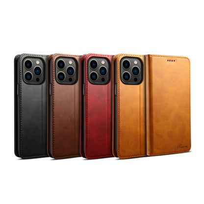Suteni Calf Texture Horizontal Flip Leather Phone Case, For iPhone 15 Pro, For iPhone 15 Plus, For iPhone 15, For iPhone 17e / 16e