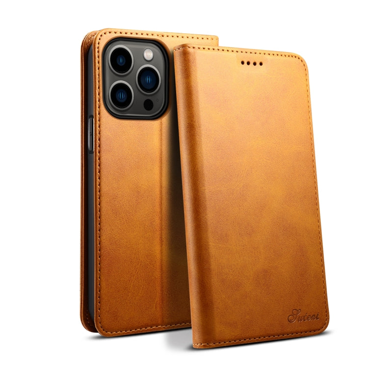 Suteni Calf Texture Horizontal Flip Leather Phone Case, For iPhone 15 Pro, For iPhone 15 Plus, For iPhone 15, For iPhone 17e / 16e