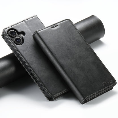 Suteni Calf Texture Horizontal Flip Leather Phone Case, For iPhone 16 Pro, For iPhone 16 Plus, For iPhone 16, For iPhone 15 Pro Max, For iPhone 15 Pro, For iPhone 15 Plus