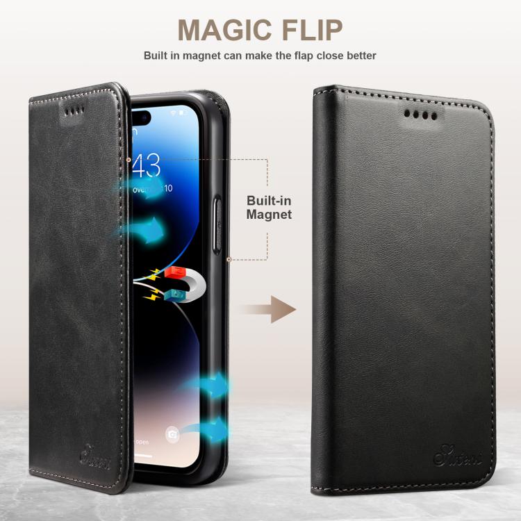 Suteni Calf Texture Horizontal Flip Leather Phone Case, For iPhone 17e / 16e, For iPhone 17 Pro Max, For iPhone 17 Pro, For iPhone 17, For iPhone Air, For iPhone 16 Pro Max