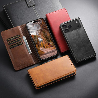 Suteni Calf Texture Horizontal Flip Leather Phone Case, For iPhone 17e / 16e, For iPhone 17 Pro Max, For iPhone 17 Pro, For iPhone 17, For iPhone Air, For iPhone 16 Pro Max