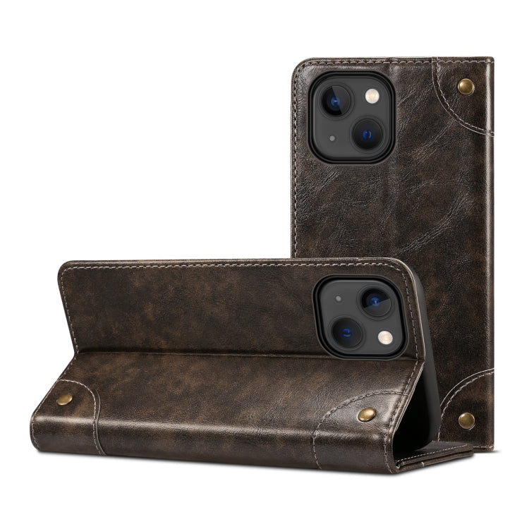Suteni Baroque Calf Texture Buckle Wallet Leather Phone Case, For iPhone 15
