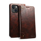Suteni Baroque Calf Texture Buckle Wallet Leather Phone Case, For iPhone 15