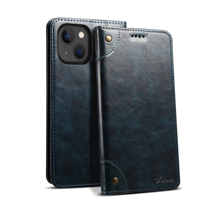Suteni Baroque Calf Texture Buckle Wallet Leather Phone Case, For iPhone 15
