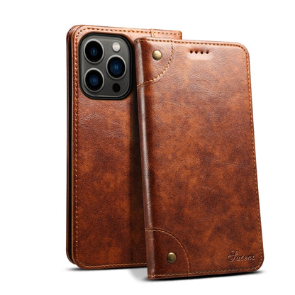 Suteni Baroque Calf Texture Buckle Wallet Leather Phone Case, For iPhone 16 Pro, For iPhone 16 Plus, For iPhone 16, For iPhone 15 Pro Max, For iPhone 15 Pro, For iPhone 15 Plus