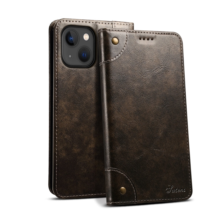 Suteni Baroque Calf Texture Buckle Wallet Leather Phone Case, For iPhone 16 Pro, For iPhone 16 Plus, For iPhone 16, For iPhone 15 Pro Max, For iPhone 15 Pro, For iPhone 15 Plus