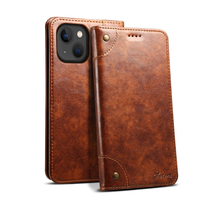 Suteni Baroque Calf Texture Buckle Wallet Leather Phone Case, For iPhone 16 Pro, For iPhone 16 Plus, For iPhone 16, For iPhone 15 Pro Max, For iPhone 15 Pro, For iPhone 15 Plus