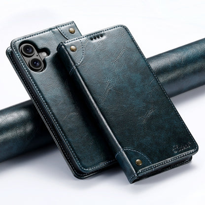 Suteni Baroque Calf Texture Buckle Wallet Leather Phone Case, For iPhone 16 Pro, For iPhone 16 Plus, For iPhone 16, For iPhone 15 Pro Max, For iPhone 15 Pro, For iPhone 15 Plus