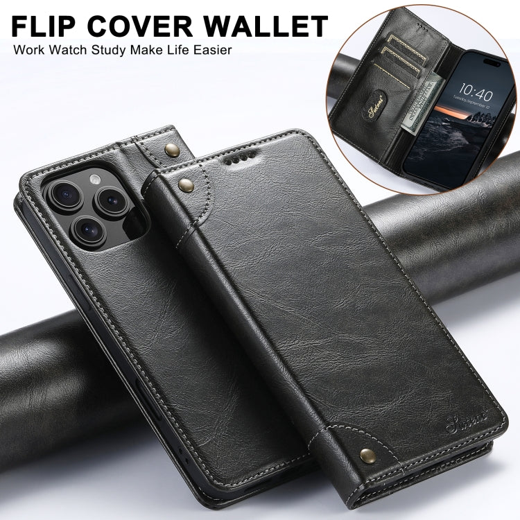 Suteni Baroque Calf Texture Buckle Wallet Leather Phone Case, For iPhone 16 Pro, For iPhone 16 Plus, For iPhone 16, For iPhone 15 Pro Max, For iPhone 15 Pro, For iPhone 15 Plus