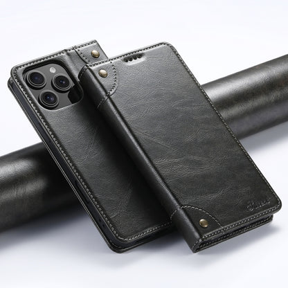Suteni Baroque Calf Texture Buckle Wallet Leather Phone Case, For iPhone 16 Pro, For iPhone 16 Plus, For iPhone 16, For iPhone 15 Pro Max, For iPhone 15 Pro, For iPhone 15 Plus