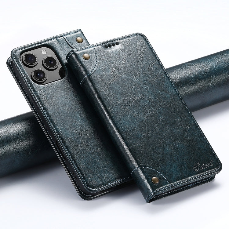 Suteni Baroque Calf Texture Buckle Wallet Leather Phone Case, For iPhone 16 Pro, For iPhone 16 Plus, For iPhone 16, For iPhone 15 Pro Max, For iPhone 15 Pro, For iPhone 15 Plus