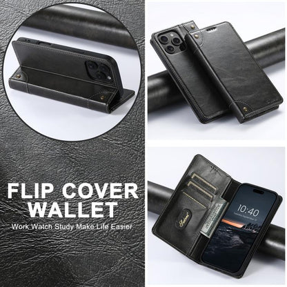 Suteni Baroque Calf Texture Buckle Wallet Leather Phone Case, For iPhone 17e / 16e, For iPhone 17 Pro Max, For iPhone 17 Pro, For iPhone 17, For iPhone Air, For iPhone 16 Pro Max