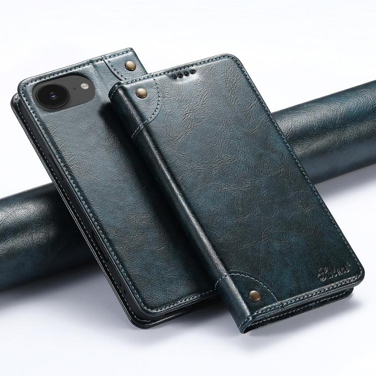 Suteni Baroque Calf Texture Buckle Wallet Leather Phone Case, For iPhone 17e / 16e, For iPhone 17 Pro Max, For iPhone 17 Pro, For iPhone 17, For iPhone Air, For iPhone 16 Pro Max