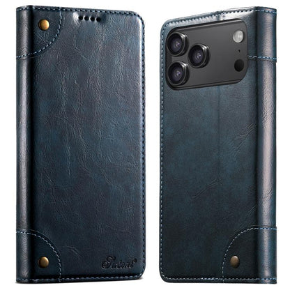 Suteni Baroque Calf Texture Buckle Wallet Leather Phone Case, For iPhone 17e / 16e, For iPhone 17 Pro Max, For iPhone 17 Pro, For iPhone 17, For iPhone Air, For iPhone 16 Pro Max