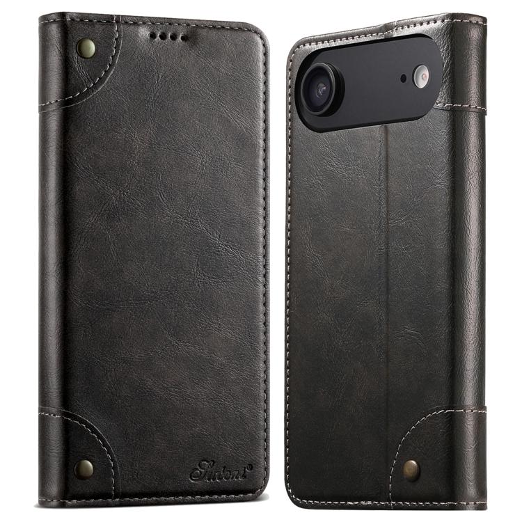 Suteni Baroque Calf Texture Buckle Wallet Leather Phone Case, For iPhone 17e / 16e, For iPhone 17 Pro Max, For iPhone 17 Pro, For iPhone 17, For iPhone Air, For iPhone 16 Pro Max