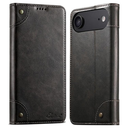 Suteni Baroque Calf Texture Buckle Wallet Leather Phone Case, For iPhone 17e / 16e, For iPhone 17 Pro Max, For iPhone 17 Pro, For iPhone 17, For iPhone Air, For iPhone 16 Pro Max