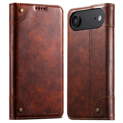 Suteni Baroque Calf Texture Buckle Wallet Leather Phone Case, For iPhone 17e / 16e, For iPhone 17 Pro Max, For iPhone 17 Pro, For iPhone 17, For iPhone Air, For iPhone 16 Pro Max
