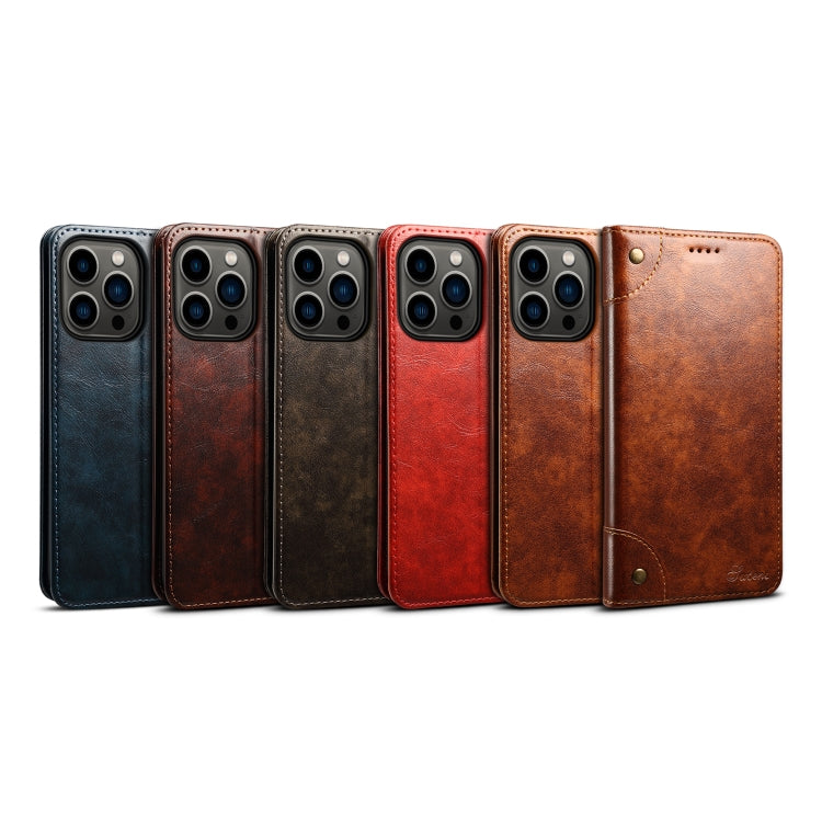 Suteni Baroque Calf Texture Buckle Wallet Leather Phone Case