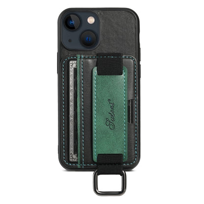 Suteni H13 Card Wallet Wrist Strap Holder PU Phone Case, For iPhone 16 Pro, For iPhone 16 Plus, For iPhone 16, For iPhone 15 Pro Max, For iPhone 15 Pro, For iPhone 15 Plus, For iPhone 15, For iPhone 17e / 16e