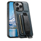 Suteni H13 Card Wallet Wrist Strap Holder PU Phone Case, For iPhone 18, For iPhone 18 Pro, For iPhone 18 Pro Max, For iPhone 17 Pro Max, For iPhone 17 Pro, For iPhone 17, For iPhone  Air, For iPhone 16 Pro Max