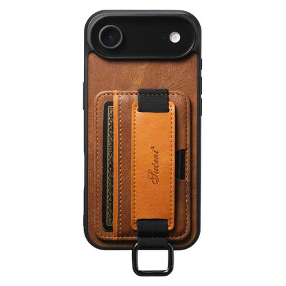Suteni H13 Card Wallet Wrist Strap Holder PU Phone Case, For iPhone 18, For iPhone 18 Pro, For iPhone 18 Pro Max, For iPhone 17 Pro Max, For iPhone 17 Pro, For iPhone 17, For iPhone  Air, For iPhone 16 Pro Max
