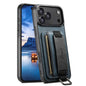 Suteni H13 Card Wallet Wrist Strap Holder PU Phone Case, For iPhone 18, For iPhone 18 Pro, For iPhone 18 Pro Max, For iPhone 17 Pro Max, For iPhone 17 Pro, For iPhone 17, For iPhone  Air, For iPhone 16 Pro Max