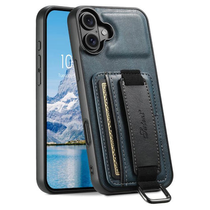 Suteni H13 Card Wallet Wrist Strap Holder PU Phone Case, For iPhone 18, For iPhone 18 Pro, For iPhone 18 Pro Max, For iPhone 17 Pro Max, For iPhone 17 Pro, For iPhone 17, For iPhone  Air, For iPhone 16 Pro Max