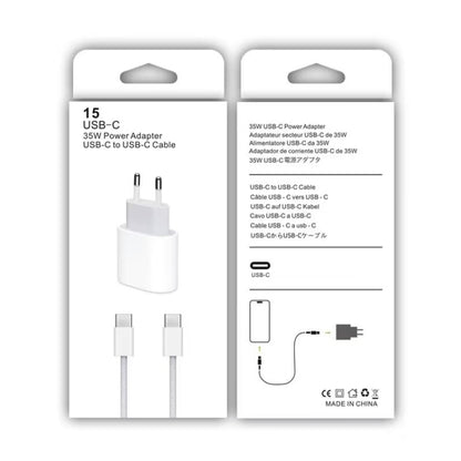 PD35W USB-C / Type-C Port Charger with 1m Type-C to Type-C Data Cable, EU Plug