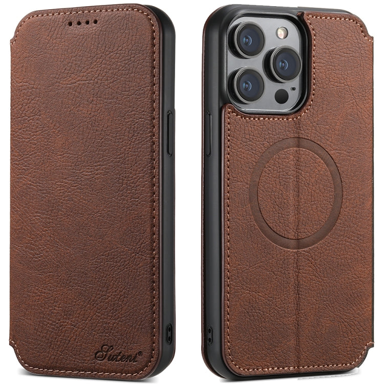 Suteni J06 Retro Matte Litchi Texture Leather MagSafe Phone Case, For iPhone 16 Pro, For iPhone 16 Plus, For iPhone 16, For iPhone 15 Pro Max, For iPhone 15 Pro, For iPhone 15 Plus, For iPhone 15
