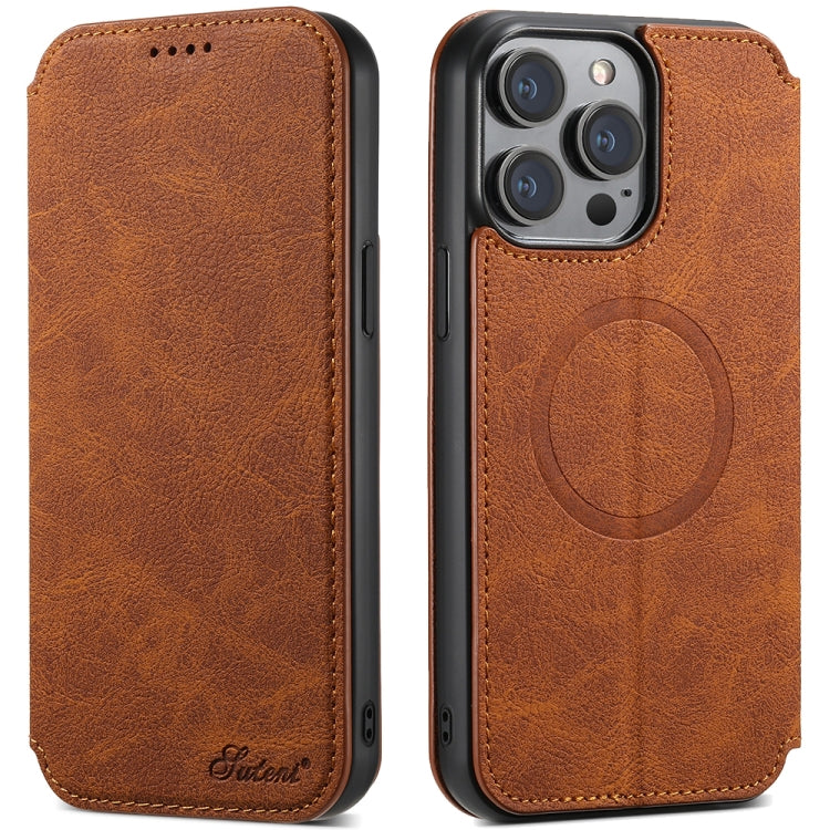 Suteni J06 Retro Matte Litchi Texture Leather MagSafe Phone Case, For iPhone 16 Pro, For iPhone 16 Plus, For iPhone 16, For iPhone 15 Pro Max, For iPhone 15 Pro, For iPhone 15 Plus, For iPhone 15