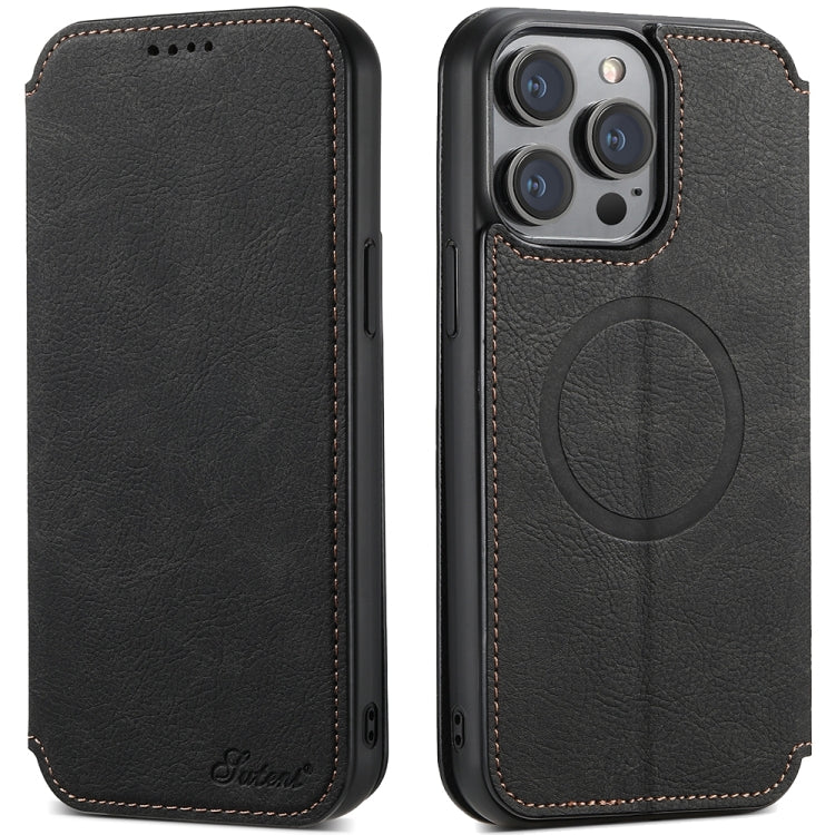 Suteni J06 Retro Matte Litchi Texture Leather MagSafe Phone Case, For iPhone 16 Pro, For iPhone 16 Plus, For iPhone 16, For iPhone 15 Pro Max, For iPhone 15 Pro, For iPhone 15 Plus, For iPhone 15