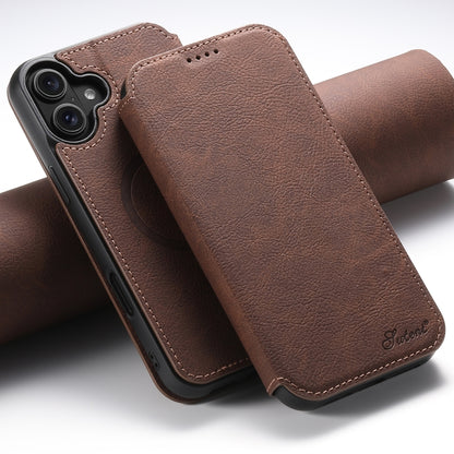 Suteni J06 Retro Matte Litchi Texture Leather MagSafe Phone Case, For iPhone 16 Pro, For iPhone 16 Plus, For iPhone 16, For iPhone 15 Pro Max, For iPhone 15 Pro, For iPhone 15 Plus, For iPhone 15