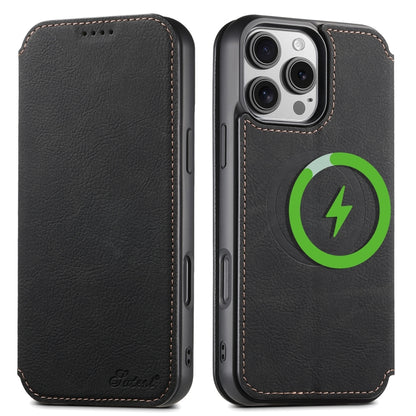 Suteni J06 Retro Matte Litchi Texture Leather MagSafe Phone Case, For iPhone 16 Pro, For iPhone 16 Plus, For iPhone 16, For iPhone 15 Pro Max, For iPhone 15 Pro, For iPhone 15 Plus, For iPhone 15