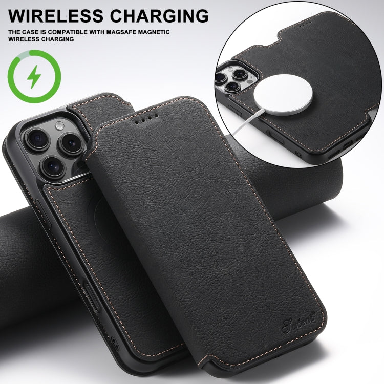 Suteni J06 Retro Matte Litchi Texture Leather MagSafe Phone Case, For iPhone 16 Pro, For iPhone 16 Plus, For iPhone 16, For iPhone 15 Pro Max, For iPhone 15 Pro, For iPhone 15 Plus, For iPhone 15