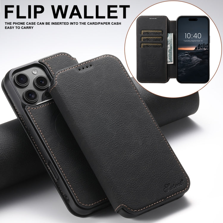 Suteni J06 Retro Matte Litchi Texture Leather MagSafe Phone Case, For iPhone 16 Pro, For iPhone 16 Plus, For iPhone 16, For iPhone 15 Pro Max, For iPhone 15 Pro, For iPhone 15 Plus, For iPhone 15