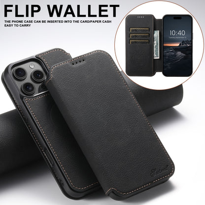 Suteni J06 Retro Matte Litchi Texture Leather MagSafe Phone Case, For iPhone 16 Pro, For iPhone 16 Plus, For iPhone 16, For iPhone 15 Pro Max, For iPhone 15 Pro, For iPhone 15 Plus, For iPhone 15