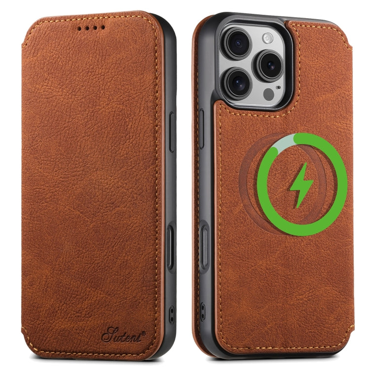 Suteni J06 Retro Matte Litchi Texture Leather MagSafe Phone Case, For iPhone 18, For iPhone 18 Pro, For iPhone 18 Pro Max, For iPhone 17 Pro Max, For iPhone 17 Pro, For iPhone 17, For iPhone Air, For iPhone 16 Pro Max