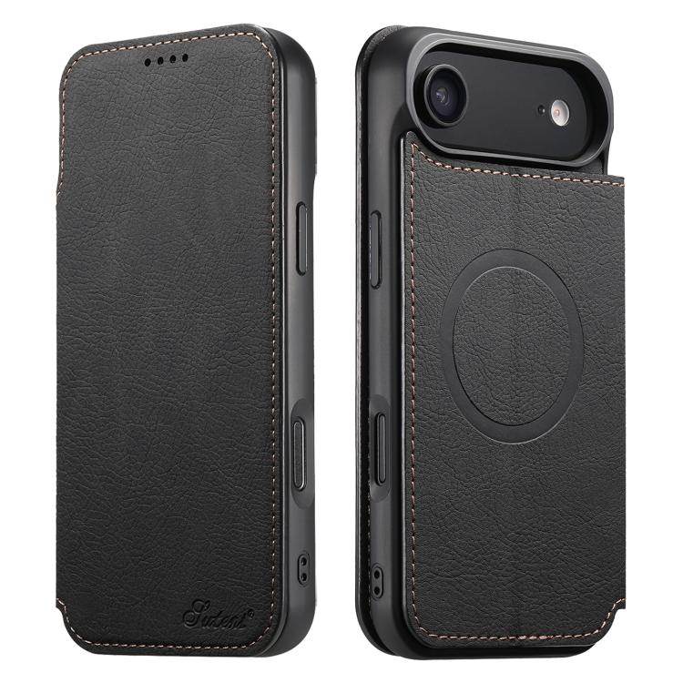 Suteni J06 Retro Matte Litchi Texture Leather MagSafe Phone Case, For iPhone 18, For iPhone 18 Pro, For iPhone 18 Pro Max, For iPhone 17 Pro Max, For iPhone 17 Pro, For iPhone 17, For iPhone Air, For iPhone 16 Pro Max
