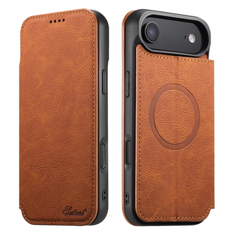 Suteni J06 Retro Matte Litchi Texture Leather MagSafe Phone Case, For iPhone 18, For iPhone 18 Pro, For iPhone 18 Pro Max, For iPhone 17 Pro Max, For iPhone 17 Pro, For iPhone 17, For iPhone Air, For iPhone 16 Pro Max