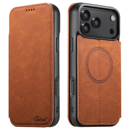 Suteni J06 Retro Matte Litchi Texture Leather MagSafe Phone Case, For iPhone 18, For iPhone 18 Pro, For iPhone 18 Pro Max, For iPhone 17 Pro Max, For iPhone 17 Pro, For iPhone 17, For iPhone Air, For iPhone 16 Pro Max