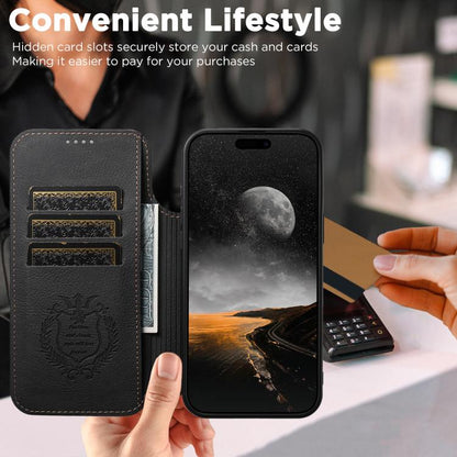 Suteni J06 Retro Matte Litchi Texture Leather MagSafe Phone Case, For iPhone 18, For iPhone 18 Pro, For iPhone 18 Pro Max, For iPhone 17 Pro Max, For iPhone 17 Pro, For iPhone 17, For iPhone Air, For iPhone 16 Pro Max