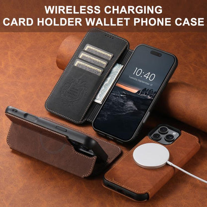 Suteni J06 Retro Matte Litchi Texture Leather MagSafe Phone Case, For iPhone 18, For iPhone 18 Pro, For iPhone 18 Pro Max, For iPhone 17 Pro Max, For iPhone 17 Pro, For iPhone 17, For iPhone Air, For iPhone 16 Pro Max