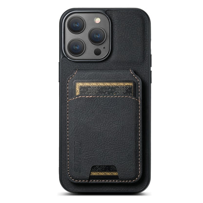 Suteni H02 Litchi Leather Card Wallet Stand Back Phone Case, For iPhone 16, For iPhone 15 Pro Max, For iPhone 15 Pro, For iPhone 15 Plus