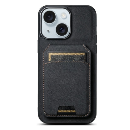 Suteni H02 Litchi Leather Card Wallet Stand Back Phone Case, For iPhone 16, For iPhone 15 Pro Max, For iPhone 15 Pro, For iPhone 15 Plus