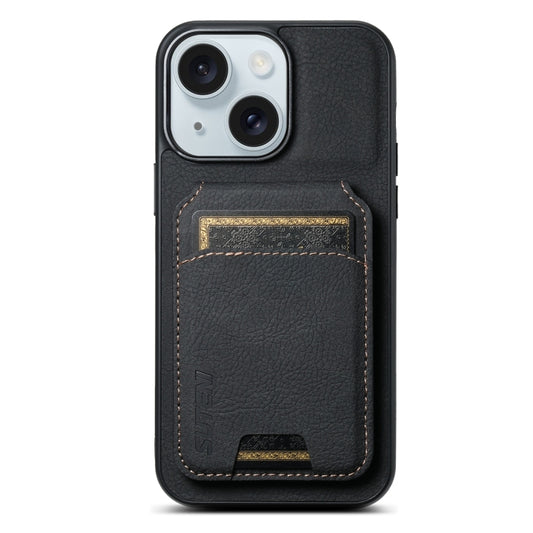 Suteni H02 Litchi Leather Card Wallet Stand Back Phone Case, For iPhone 15, For iPhone 14 Plus, For iPhone 14, For iPhone 14 Pro