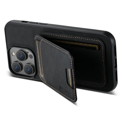 Suteni H02 Litchi Leather Card Wallet Stand Back Phone Case, For iPhone 15, For iPhone 14 Plus, For iPhone 14, For iPhone 14 Pro